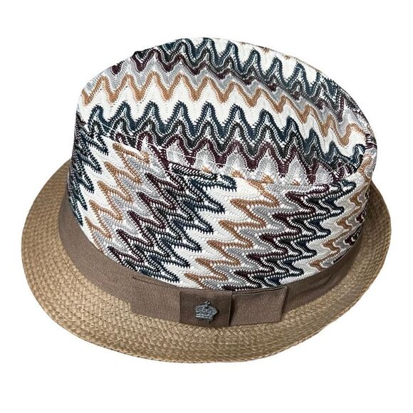 Christy\'s Crown Collection Women\'s Zigzag Pattern Hat Tan Navy Size Small/Medium main image 9